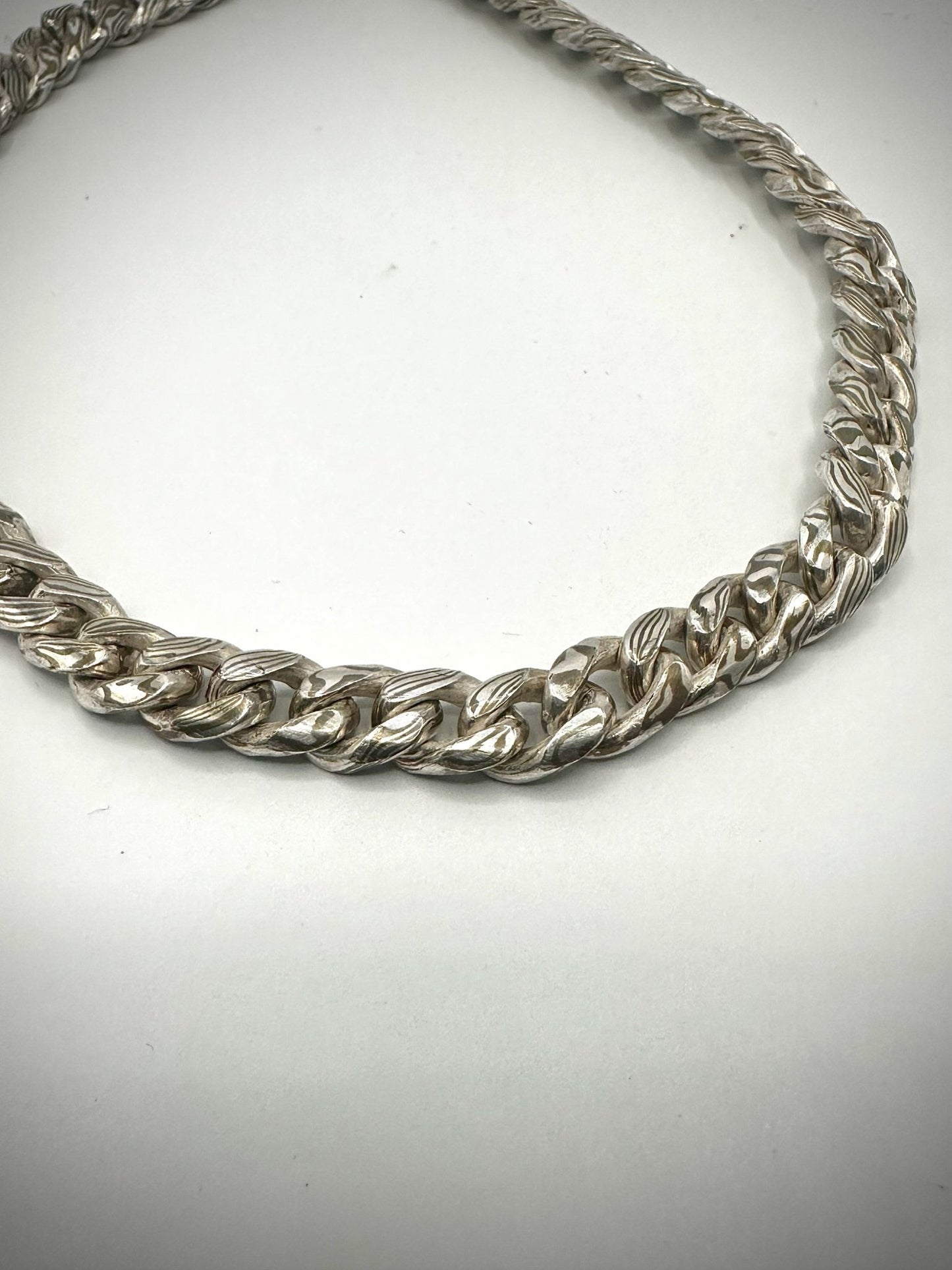 10mm Mokume Gane Cuban link. Fine Silver/ Shibuichi (Silver/copper alloy) - Hyperbolic studio