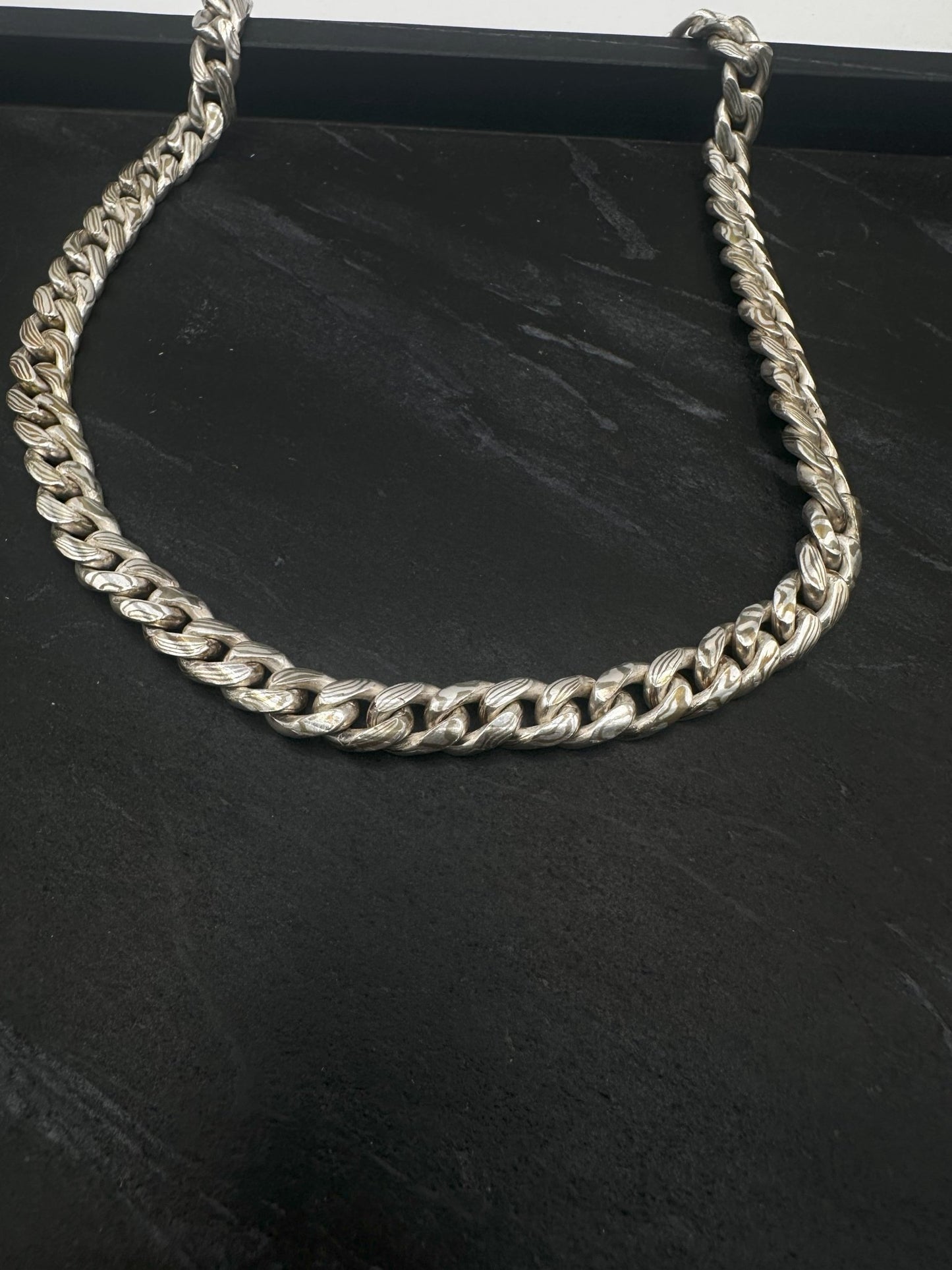 10mm Mokume Gane Cuban link. Fine Silver/ Shibuichi (Silver/copper alloy) - Hyperbolic studio