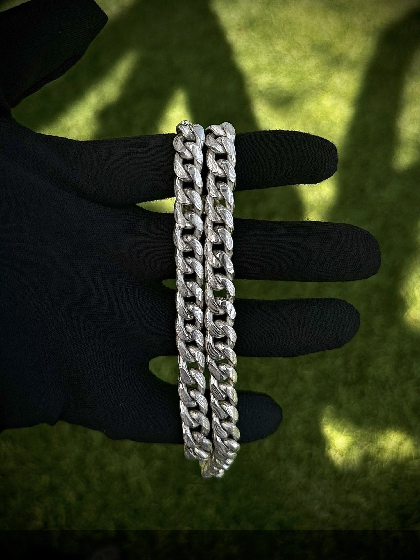 10mm Mokume Gane Cuban link. Silver - Platinum alloy/ .999fine silver - Hyperbolic studio