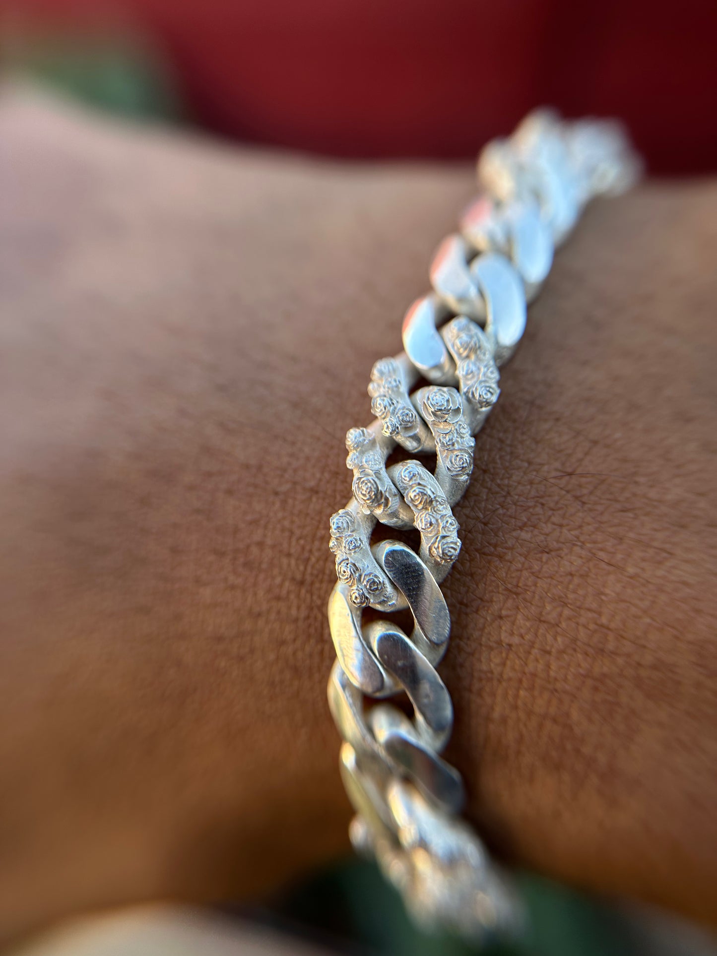 10 mm Rose Cuban mixed link bracelet