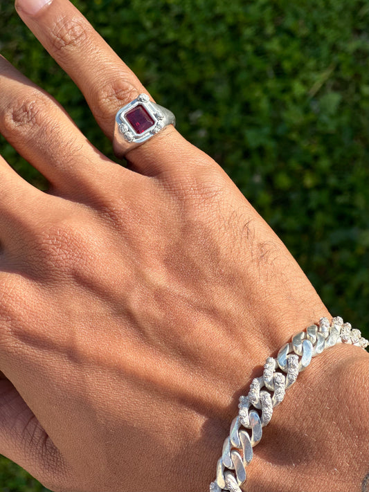 Rose Ruby Signet ring - Statement jewelry