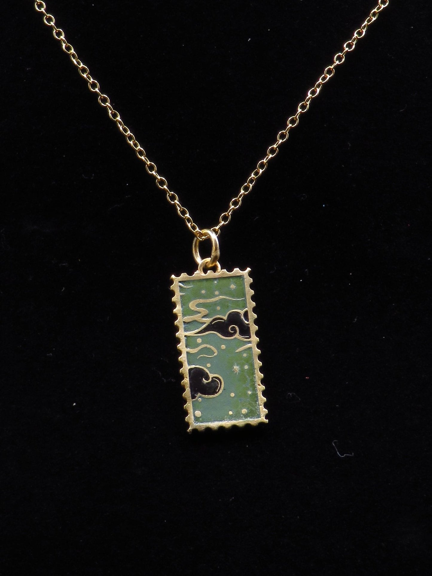 Cloud Stamp pendant - Gold Vermeil - Hyperbolic studio