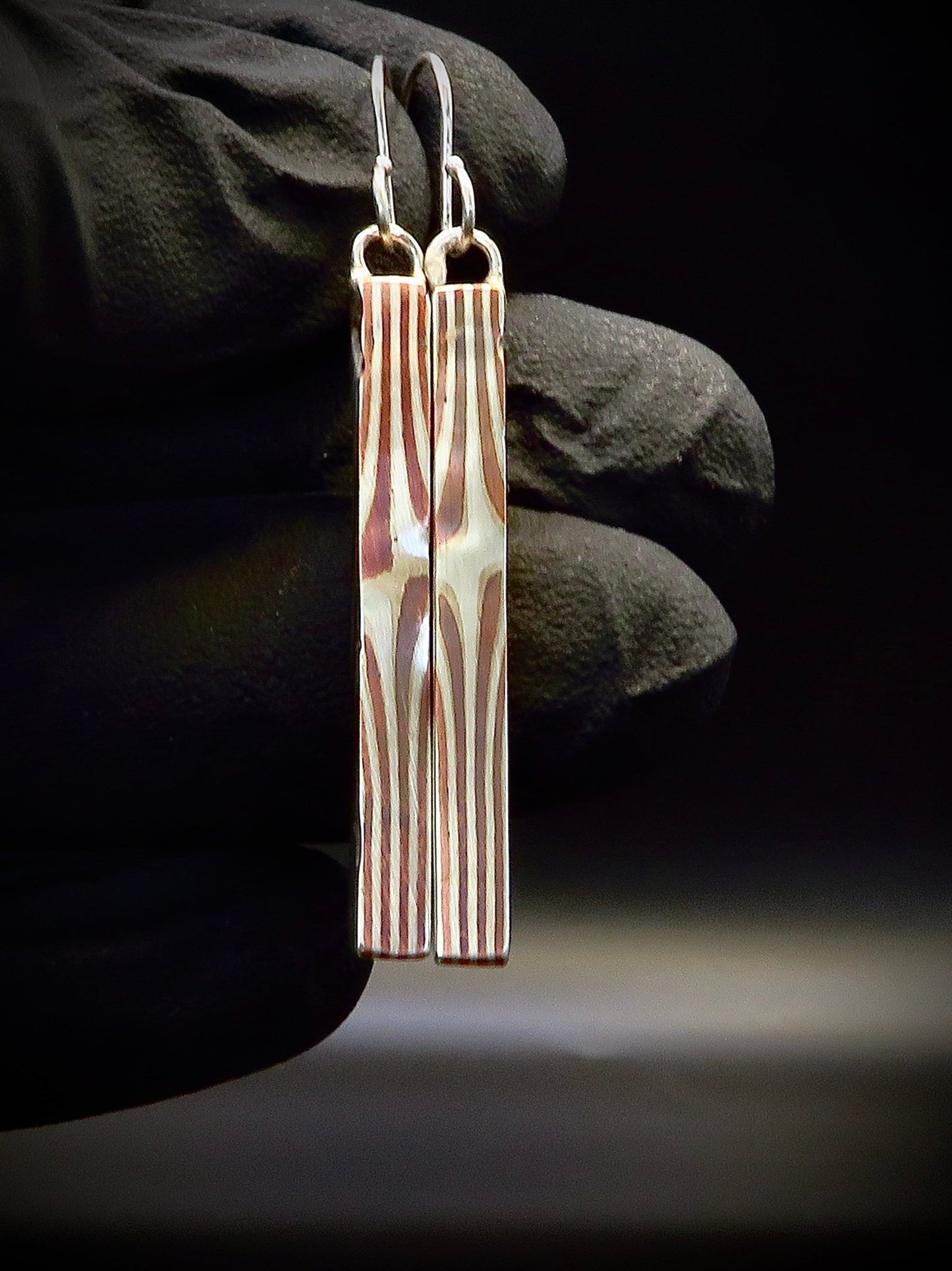 Mokume Gane drop earrings #2 - Hyperbolic studio
