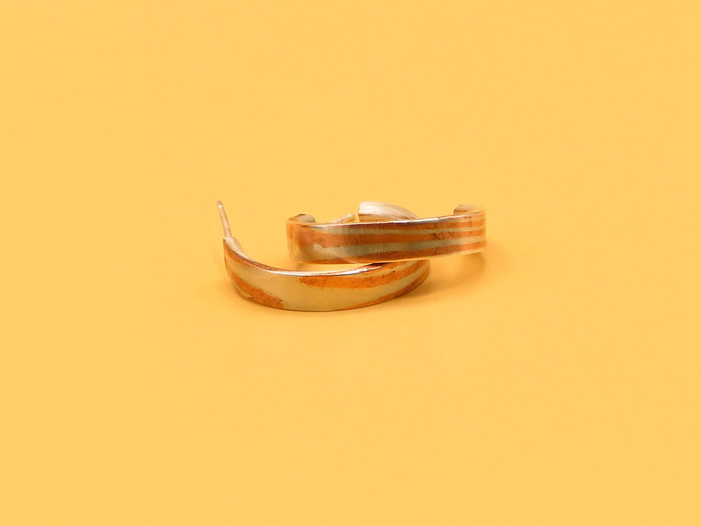 Mokume Gane hoop earrings - Hyperbolic studio