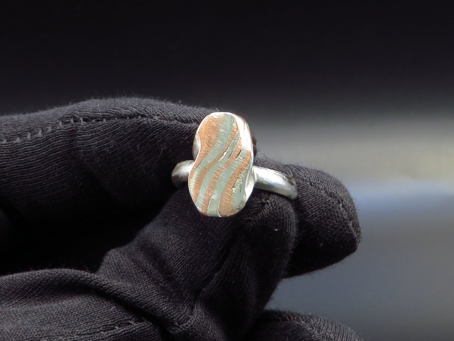 Mokume Gane Oval ring size 7.5 - Hyperbolic studio