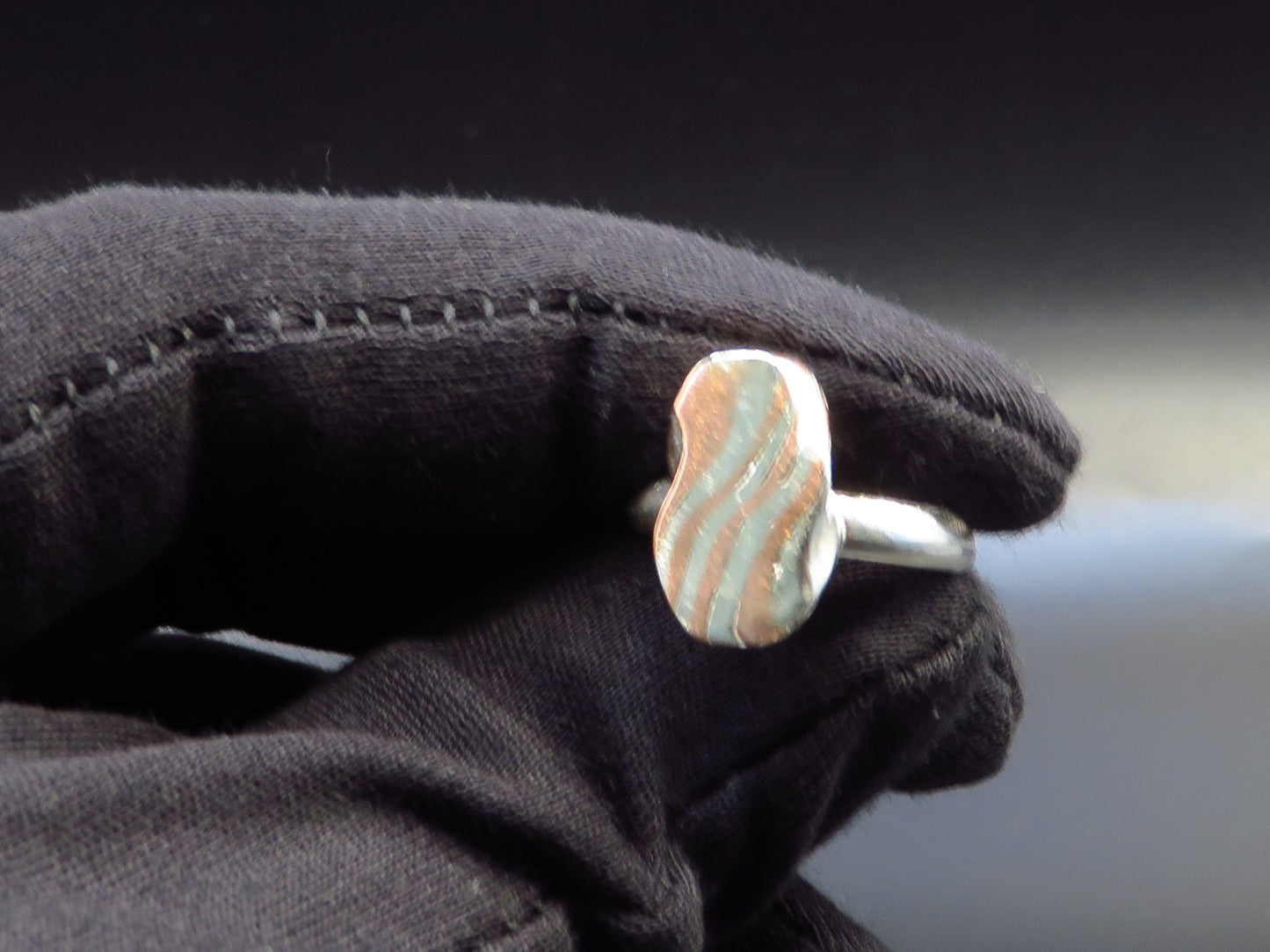 Mokume Gane Oval ring size 7.5 - Hyperbolic studio