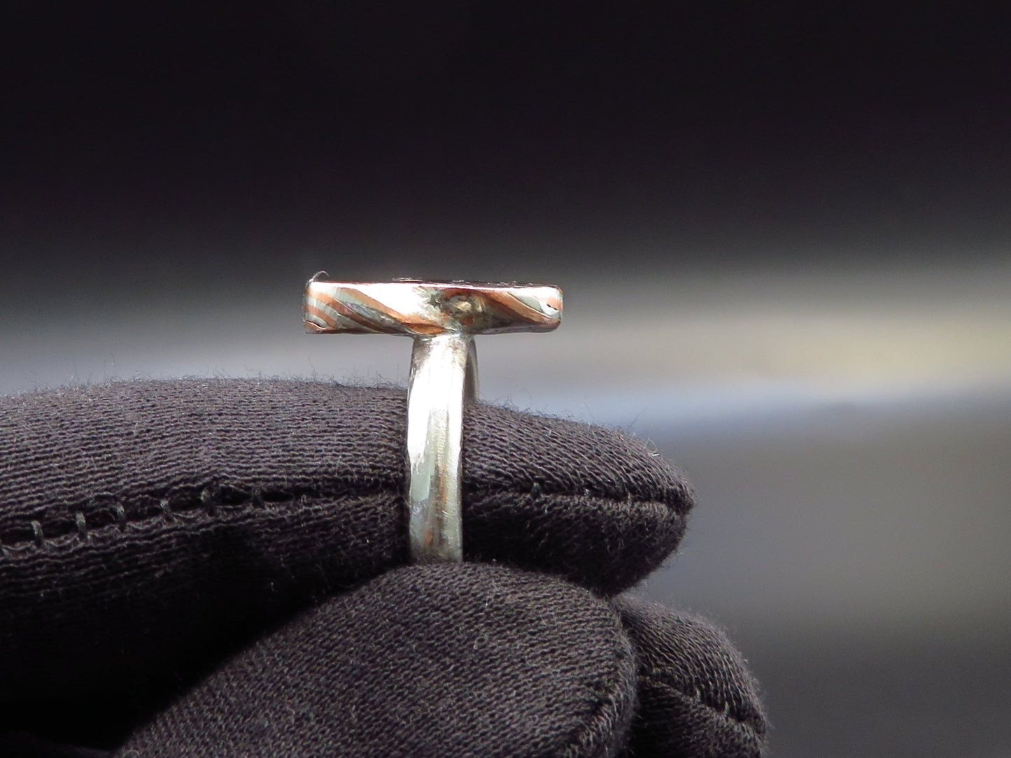 Mokume Gane Oval ring size 7.5 - Hyperbolic studio