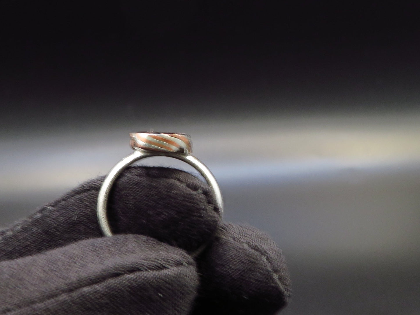 Mokume Gane Oval ring size 7.5 - Hyperbolic studio