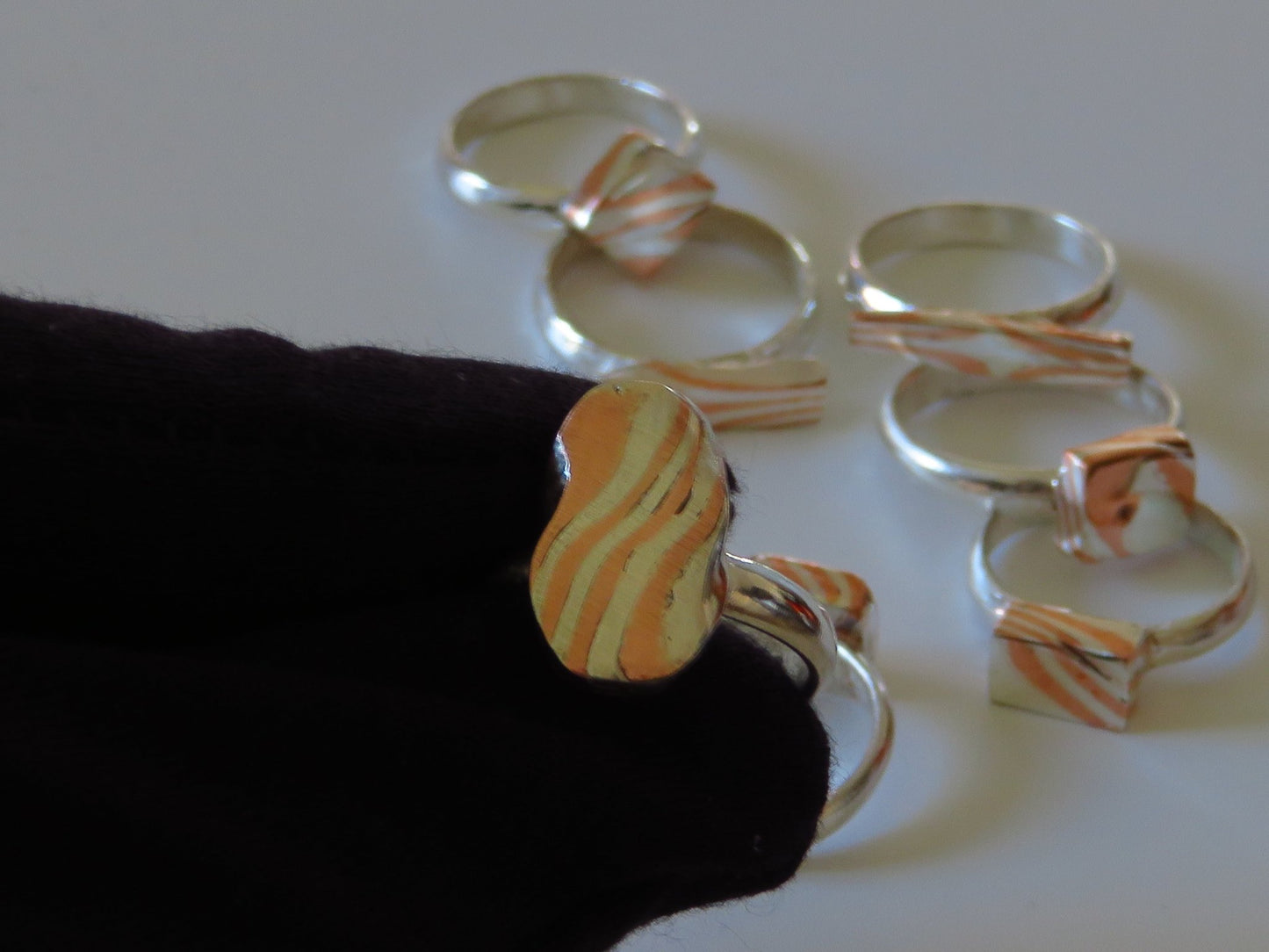Mokume Gane Oval ring size 7.5 - Hyperbolic studio