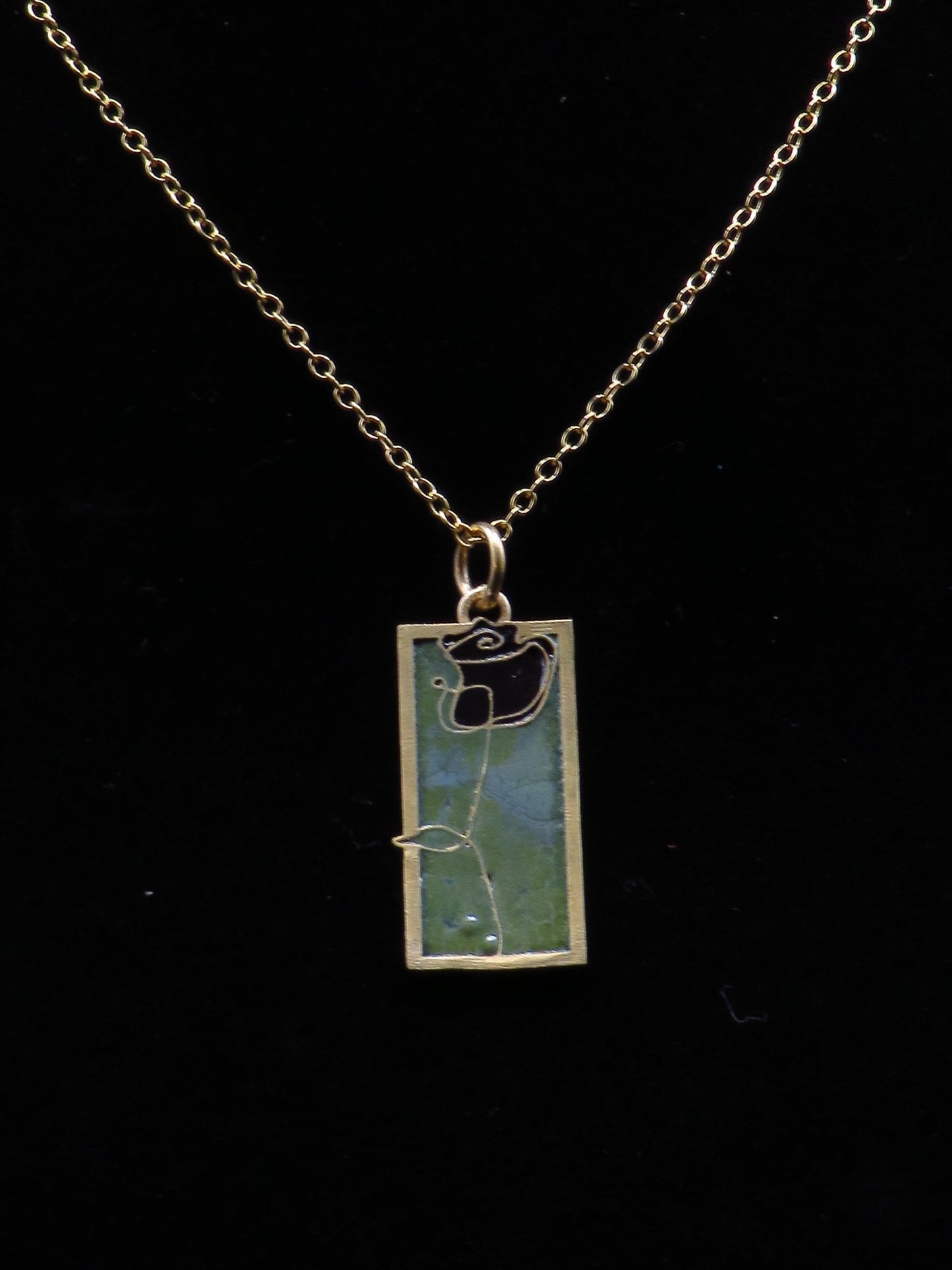 Rose line drawing pendant - Gold Vermeil - Hyperbolic studio