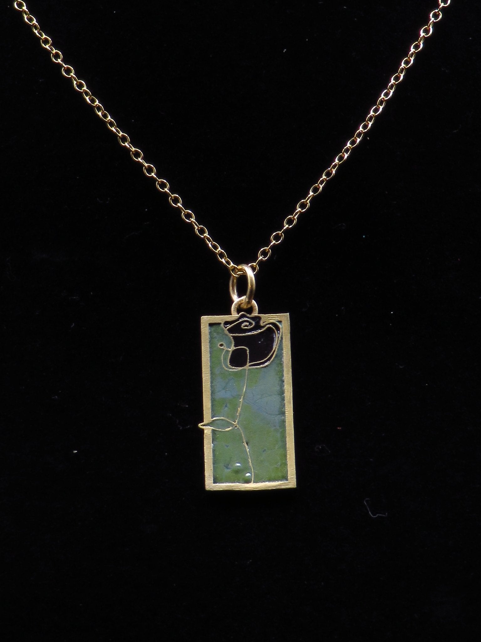 Rose line drawing pendant - Gold Vermeil - Hyperbolic studio
