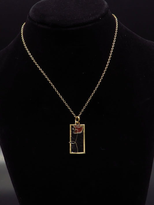 Rose line drawing pendant - Gold Vermeil - Hyperbolic studio