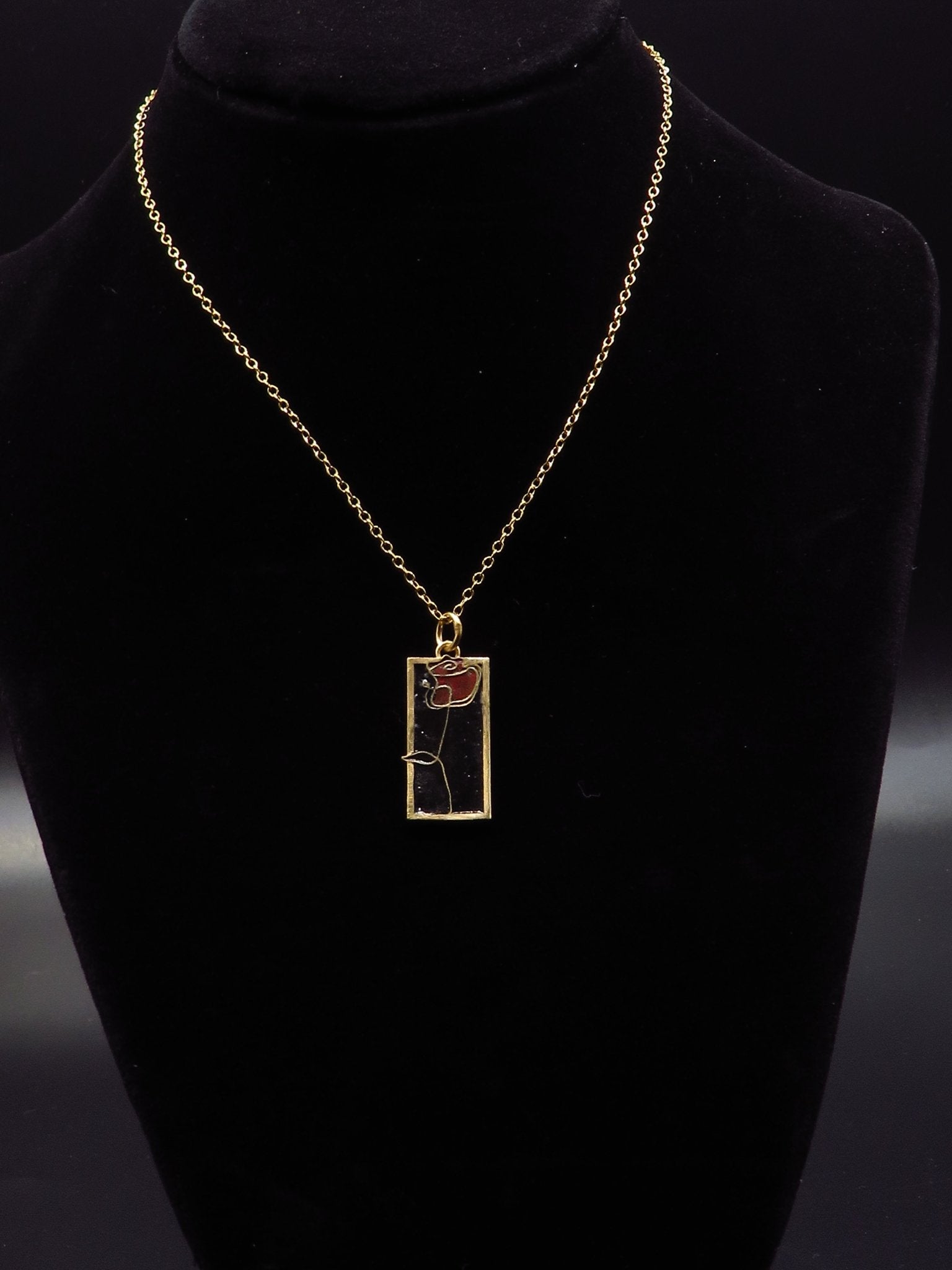 Rose line drawing pendant - Gold Vermeil - Hyperbolic studio