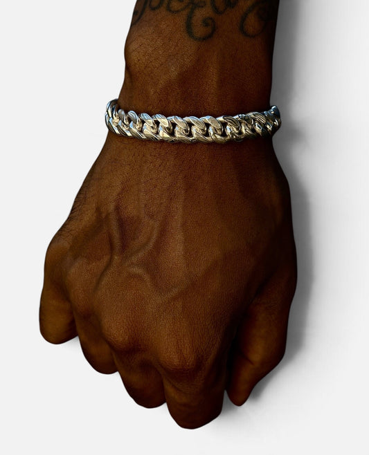 10mm Mokume Gane Cuban link bracelet. Silver-Platinum alloy/ .925 Sterling Silver (Copy) - Hyperbolic studio