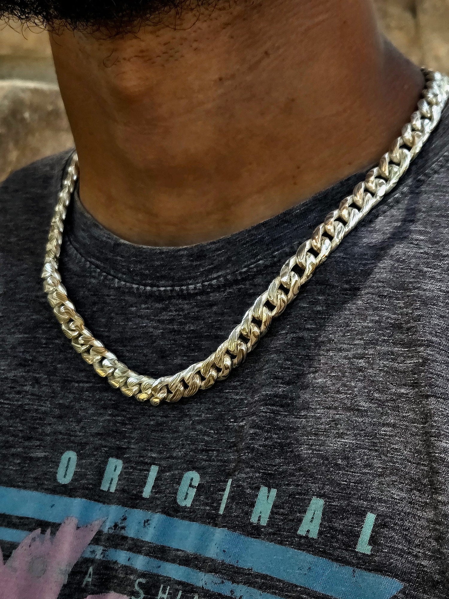 10mm Mokume Gane Cuban link. Fine Silver/ Shibuichi (Silver/copper alloy) - Hyperbolic studio