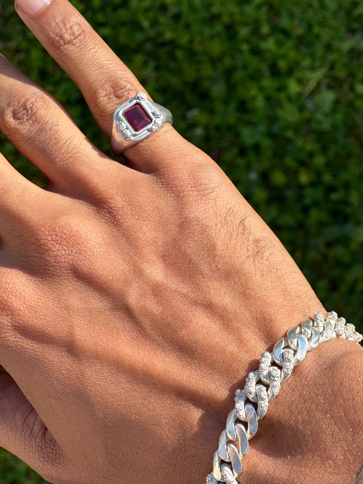 Rose Ruby Signet ring - Statement jewelry