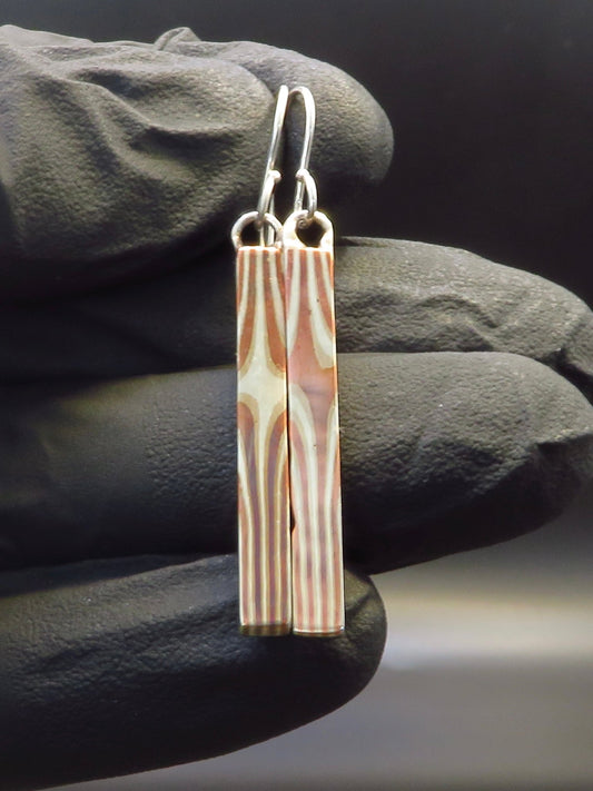 Mokume Gane drop earrings - Hyperbolic studio